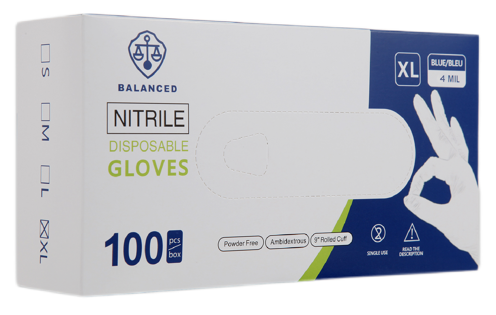 BAL-NMNGBLUE4 4MIL Disposable Nitrile Gloves